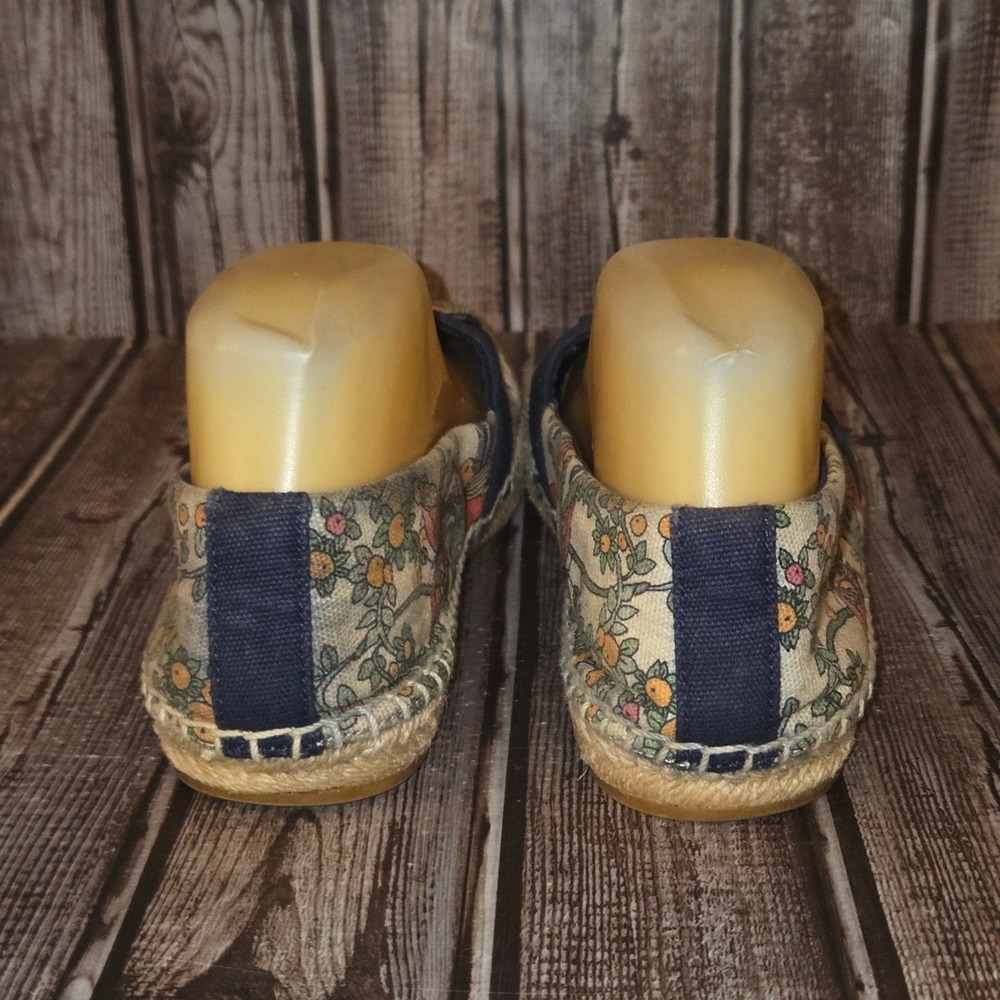Sz 7.5 Womens Tory Burch Weston Espadrille Blue Bird Floral Print Canvas Shoes - Picture 4 of 7